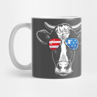 Vintage Patriot Cow T 4th Of July American Flag Mug